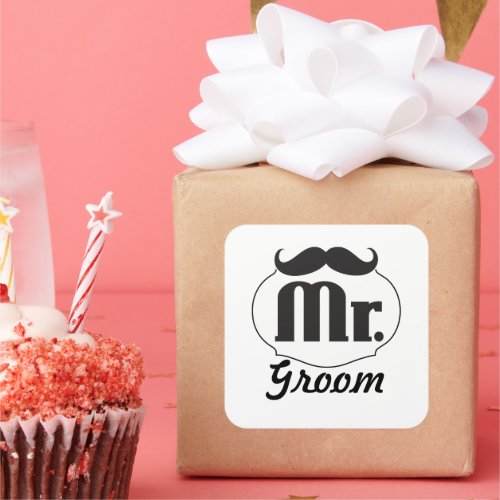 Mr Groom Mustache Square Sticker