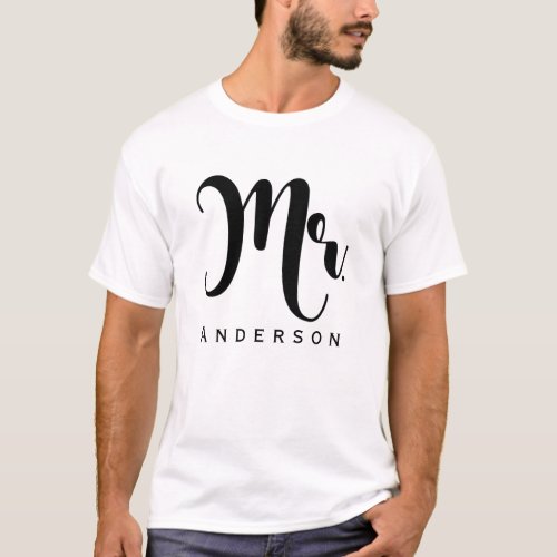 MR Groom Trendy Modern Script Wedding Party T_Shirt