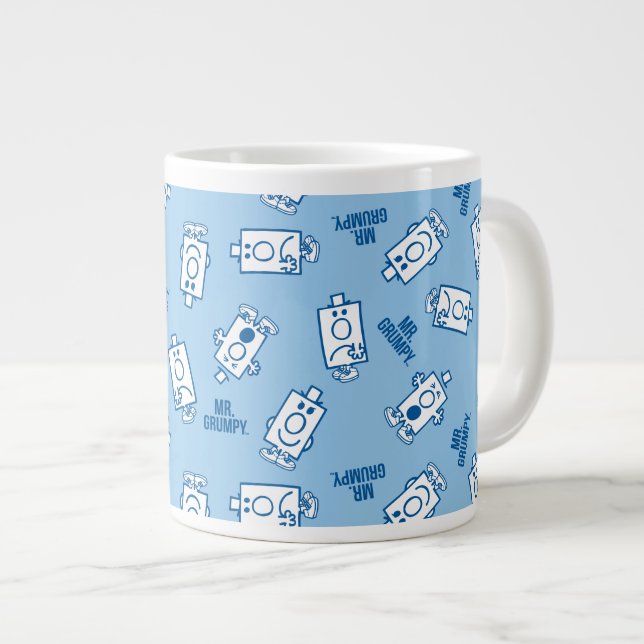 Mr Grumpy | Blue Emotion Toss Pattern Large Coffee Mug (Front Right)