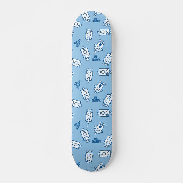 Mr Grumpy | Blue Emotion Toss Pattern Skateboard Deck (Front)
