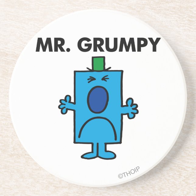 Mr. Grumpy | Frowning Face Sandstone Coaster (Front)