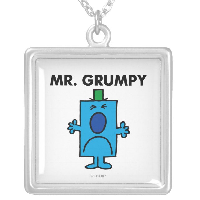 Mr. Grumpy | Frowning Face Silver Plated Necklace (Front)