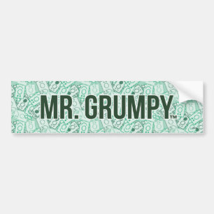 Mr Grumpy   Green Name and Character Toss Pattern Bumper Sticker