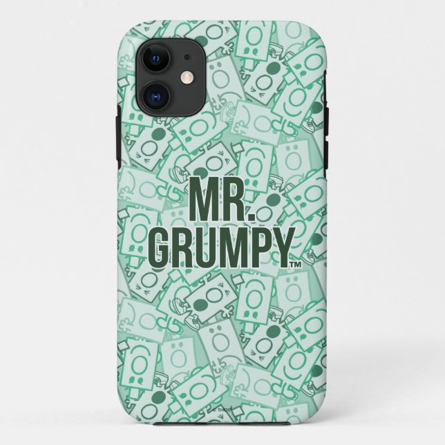 Mr Grumpy | Green Name and Character Toss Pattern Case-Mate iPhone Case (Back)