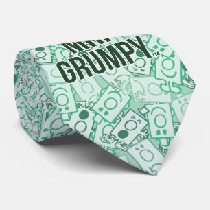 Mr Grumpy   Green Name and Character Toss Pattern Neck Tie