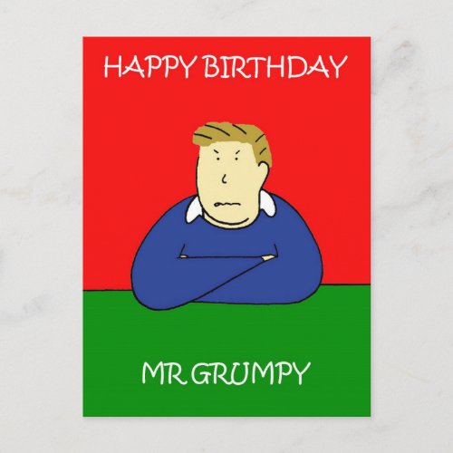 Mr Grumpy Happy Birthday Postcard