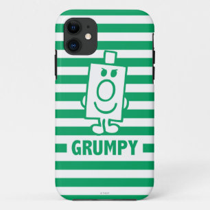 Mr Grumpy Mischievous Grin and Green Stripes iPhone 11 Case