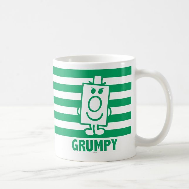 Mr Grumpy | Mischievous Grin and Green Stripes Coffee Mug (Right)