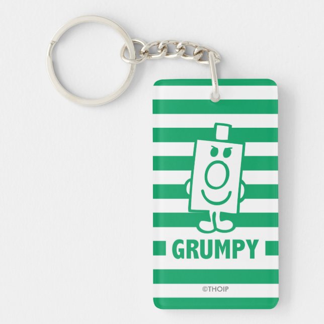 Mr Grumpy | Mischievous Grin and Green Stripes Keychain (Front)