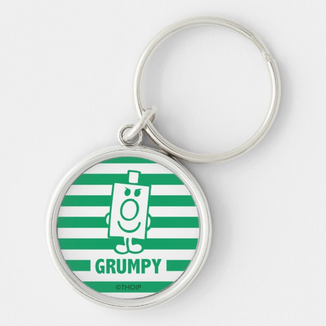 Mr Grumpy | Mischievous Grin and Green Stripes Keychain (Front)