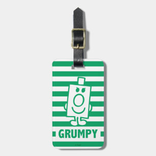 Mr Grumpy   Mischievous Grin and Green Stripes Luggage Tag