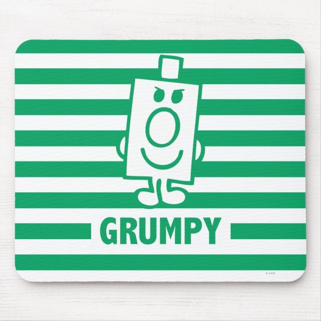 Mr Grumpy | Mischievous Grin and Green Stripes Mouse Pad (Front)