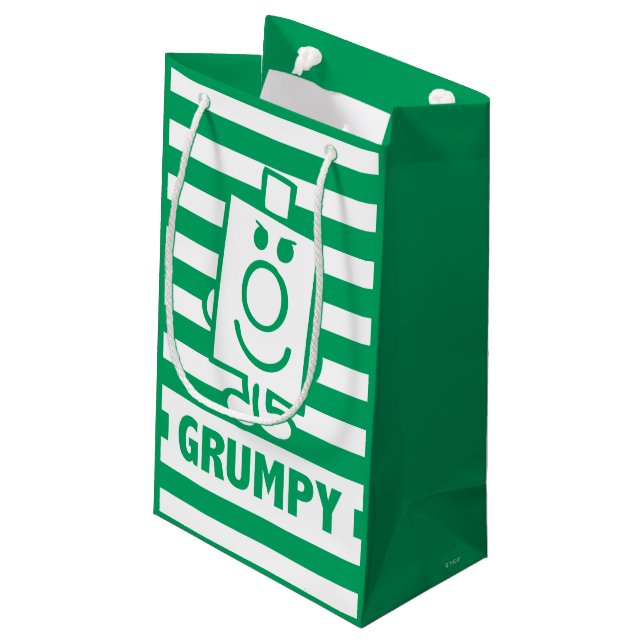 Mr Grumpy | Mischievous Grin and Green Stripes Small Gift Bag (Back Angled)