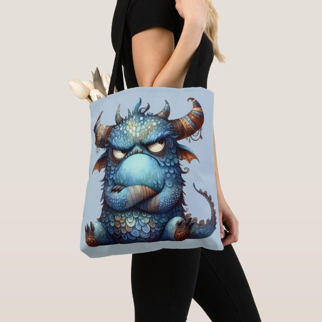 Mr. Grumpy Monster Tote Bag (Close Up)