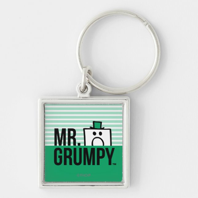 Mr Grumpy | Peeking Head Over Name Keychain (Front)