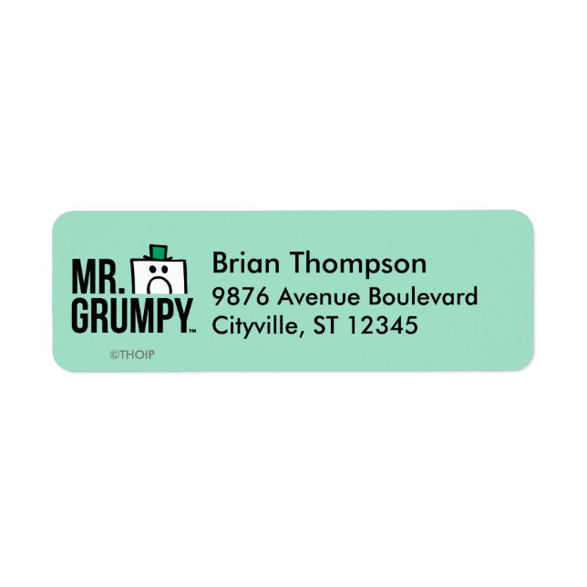 Mr Grumpy | Peeking Head Over Name Label (Front)
