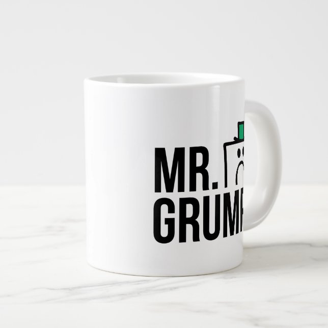 Mr Grumpy | Peeking Head Over Name Large Coffee Mug (Front Right)