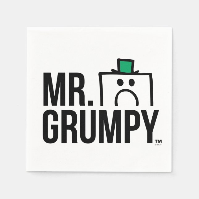 Mr Grumpy | Peeking Head Over Name Paper Napkins (Front)