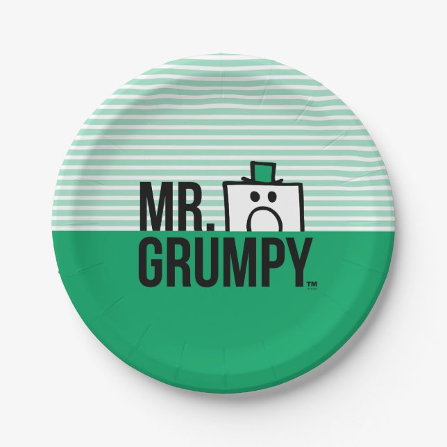 Mr Grumpy | Peeking Head Over Name Paper Plates (Front)
