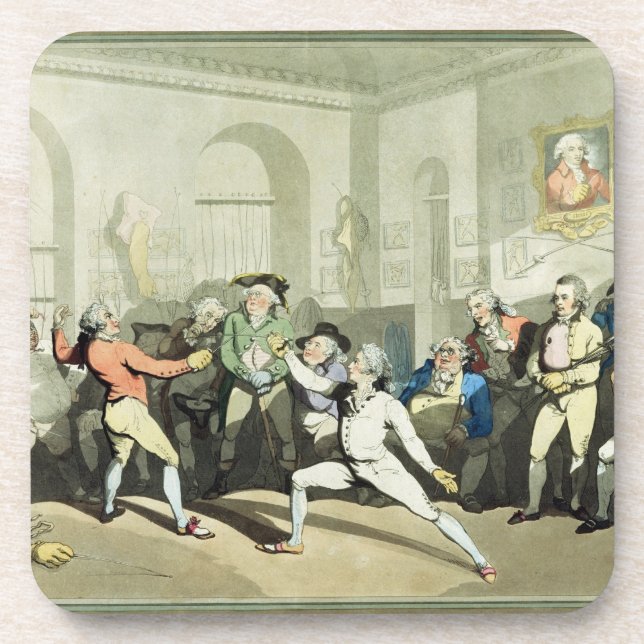 Mr H Angelo's Fencing Academy, engraved by Charles Beverage Coaster (Front)