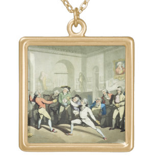 Mr H Angelo's Fencing Academy, engraved by Charles Gold Plated Necklace