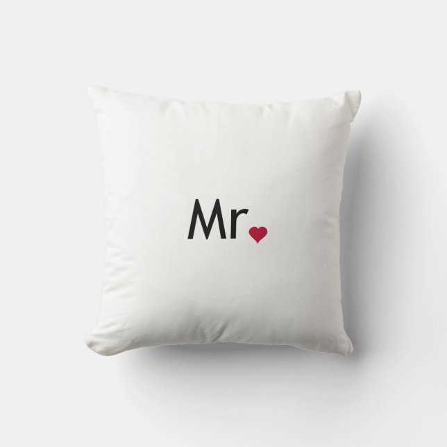Mr - half of Mr and Mrs set Throw Pillow (Front)