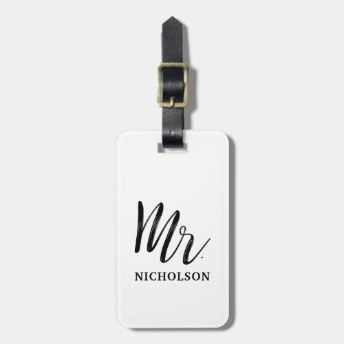 Mr  Handwritten  His  Brush Lettered Simple Luggage Tag
