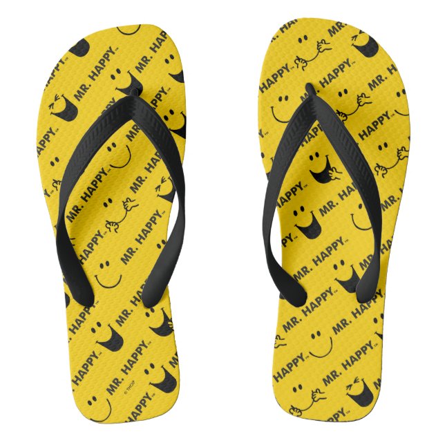 Mr Happy | All Smiles Pattern Flip Flops (Footbed)