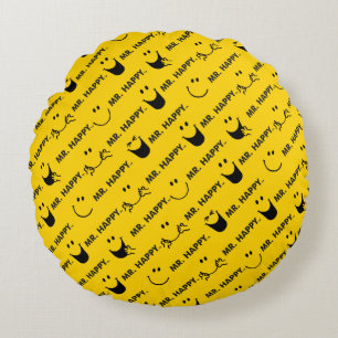 Mr Happy   All Smiles Pattern Round Pillow