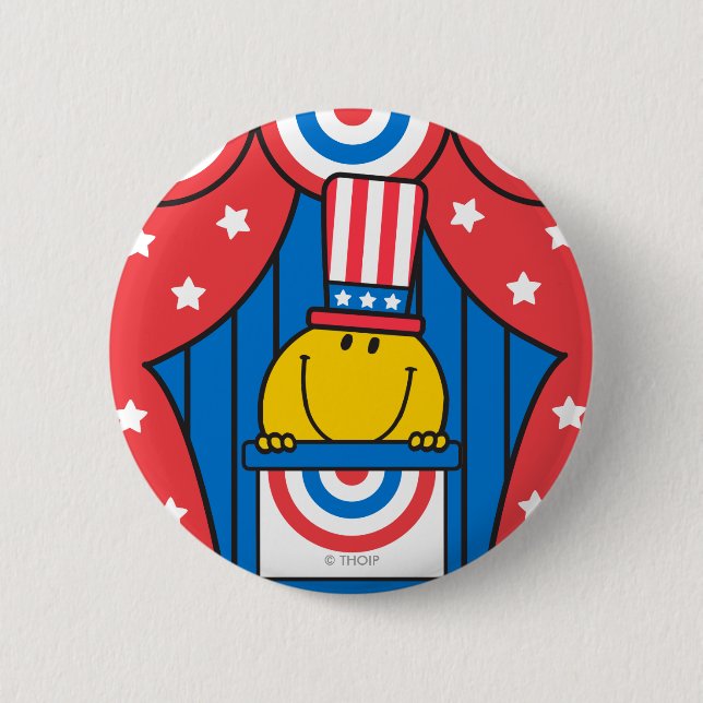 Mr. Happy at the Podium Pinback Button (Front)