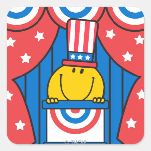 Mr. Happy at the Podium Square Sticker