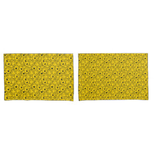 Mr  Happy   Batch of Yellow Smiles Pattern Pillowcase