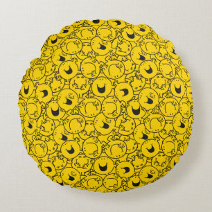 Mr Happy Batch of Yellow Smiles Pattern Round Pillow