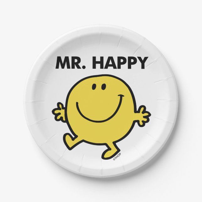 Mr. Happy | Dancing & Smiling Paper Plates (Front)