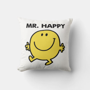 Mr. Happy Dancing & Smiling Throw Pillow