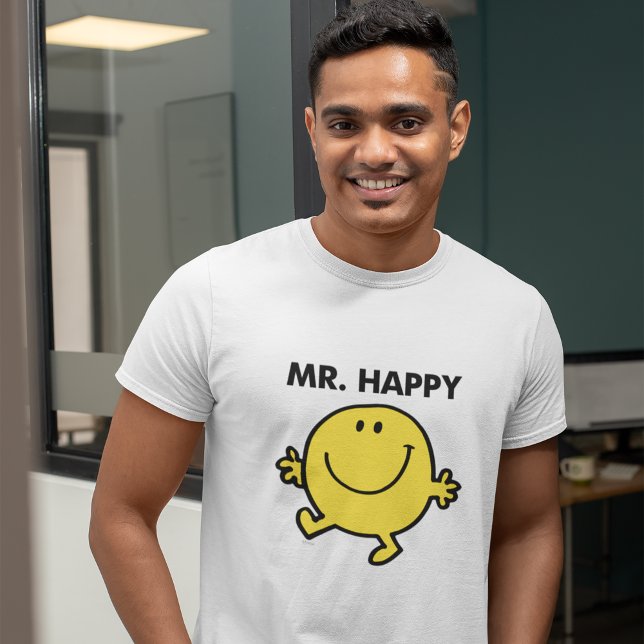 Mr. Happy | Dancing & Smiling Tri-Blend Shirt (Person wearing shirt)