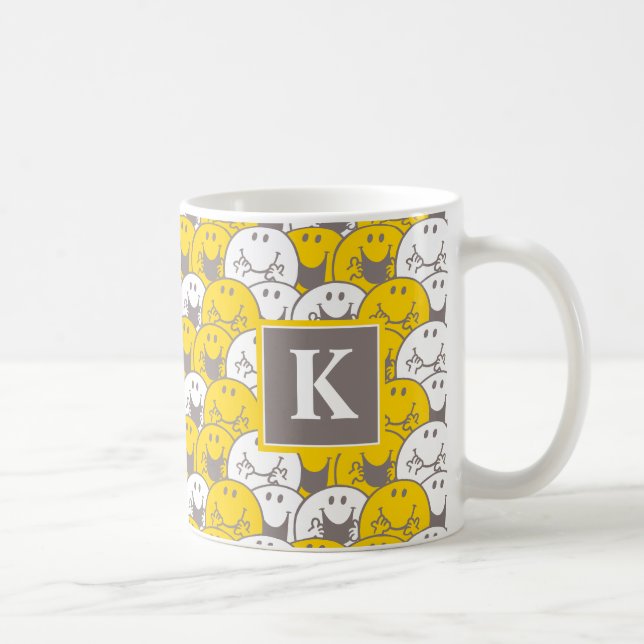 Mr Happy | Flashing Smiles Pattern | Monogram Coffee Mug (Right)