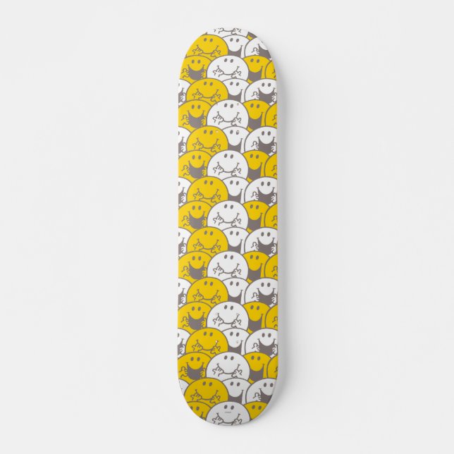 Mr Happy | Flashing Smiles Pattern Skateboard Deck (Front)