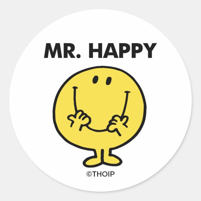 Mr. Happy | Giant Smiley Face Classic Round Sticker (Front)