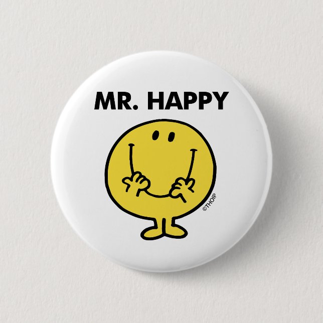 Mr. Happy | Giant Smiley Face Pinback Button (Front)