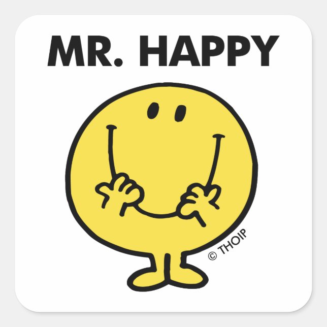 Mr. Happy | Giant Smiley Face Square Sticker (Front)