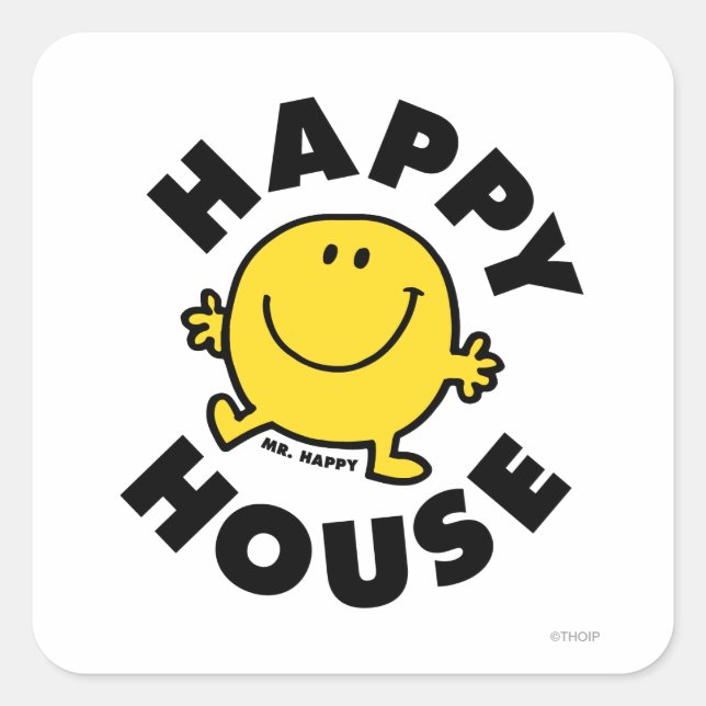 Mr. Happy | Happy House Square Sticker (Front)