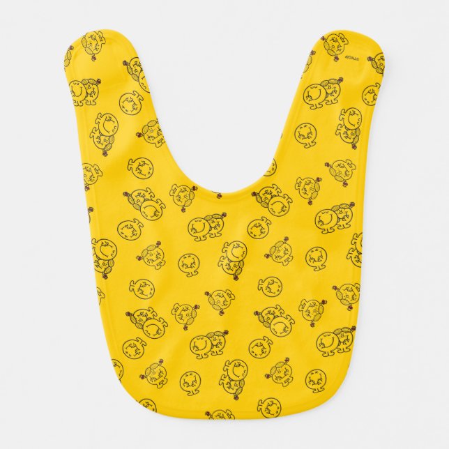 Mr Happy & Little Miss Sunshine | Yellow Pattern Baby Bib (Front)
