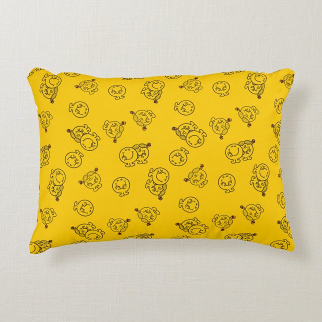 Mr Happy & Little Miss Sunshine | Yellow Pattern Decorative Pillow (Front)