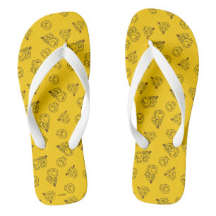 Mr Happy & Little Miss Sunshine Yellow Pattern Flip Flops