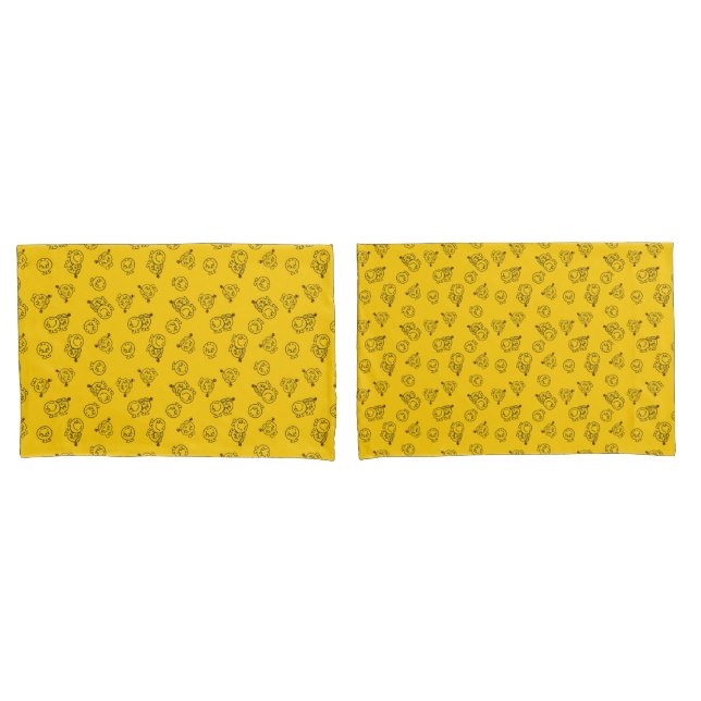 Mr Happy & Little Miss Sunshine | Yellow Pattern Pillow Case (Front-Set)