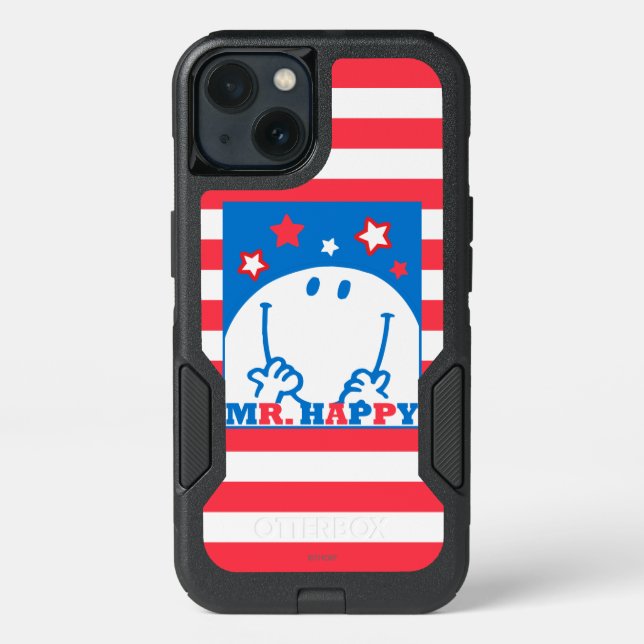 Mr Happy Patriotic Red White And Blue Icon Otterbox iPhone Case (Back)