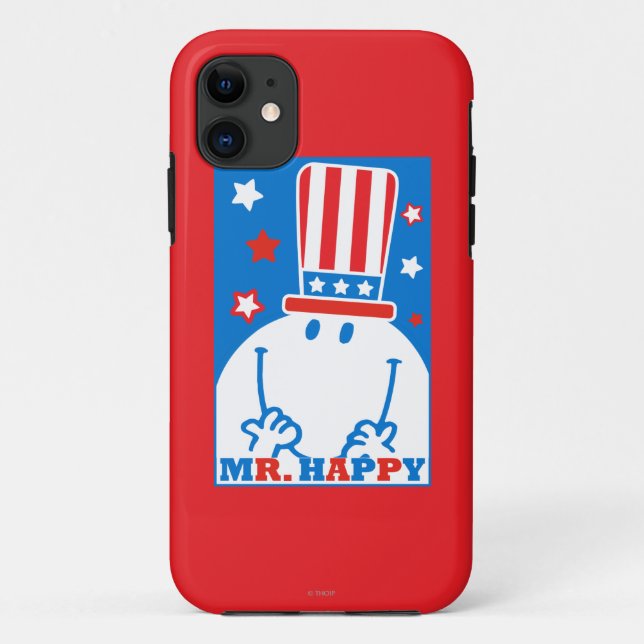 Mr. Happy With Patriotic Hat Case-Mate iPhone Case (Back)