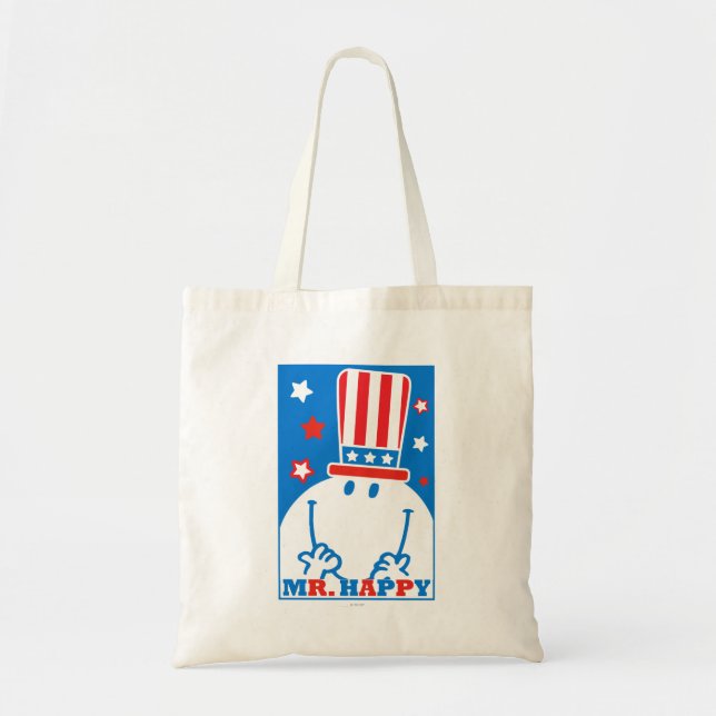 Mr. Happy With Patriotic Hat Tote Bag (Front)