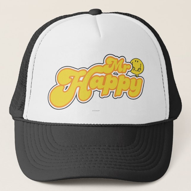 Mr. Happy | Yellow Lettering Trucker Hat (Front)